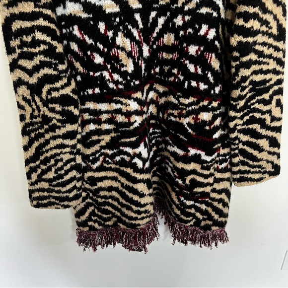 By Anthropologie Paloma Fringed Animal Print Cardigan Sweater - Picture 13 of 16